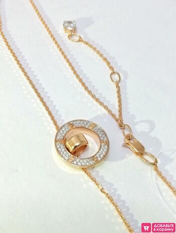 Золотое колье, вставка фианит