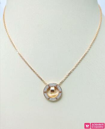 Золотое колье, вставка фианит