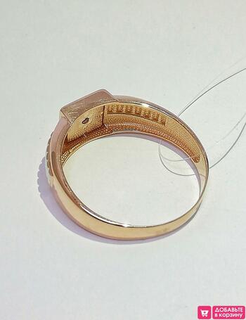 Золотое кольцо мужское, вставка фианит
