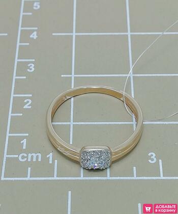Золотое кольцо женское, вставка фианит