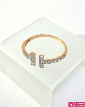 Золотое кольцо женское, вставка фианит