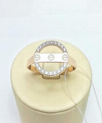 Золотое кольцо женское, вставка фианит