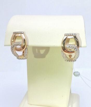 Золотые серьги женские, вставка фианит