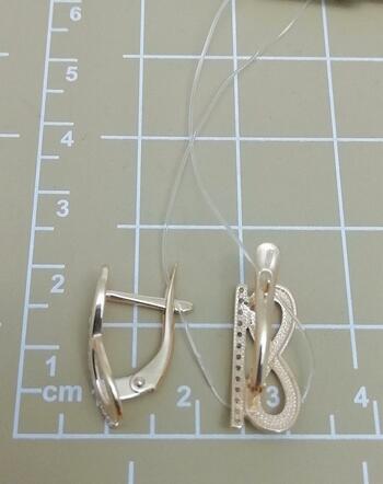 Золотые серьги женские, вставка фианит