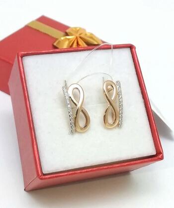 Золотые серьги женские, вставка фианит