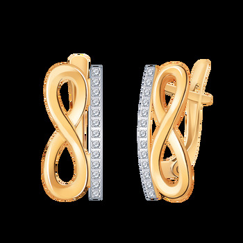 Золотые серьги женские, вставка фианит