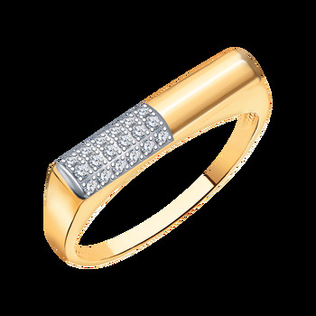 Золотое кольцо женское, вставка фианит