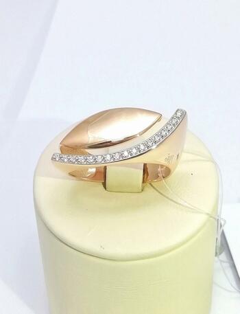 Золотое кольцо женское, вставка фианит