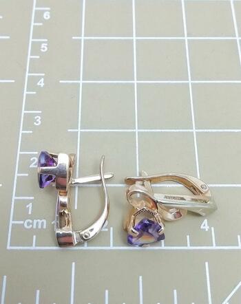 Золотые серьги, вставка фианит