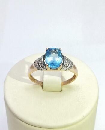 Золотое кольцо женское, вставка фианит