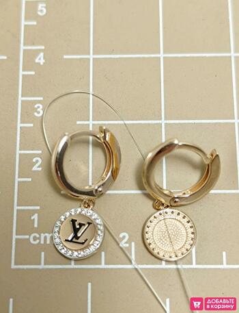 Золотые серьги женские, вставка фианит