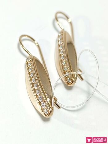 Золотые серьги, вставка фианит