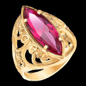 Золотое кольцо Маркиз, вставка фианит