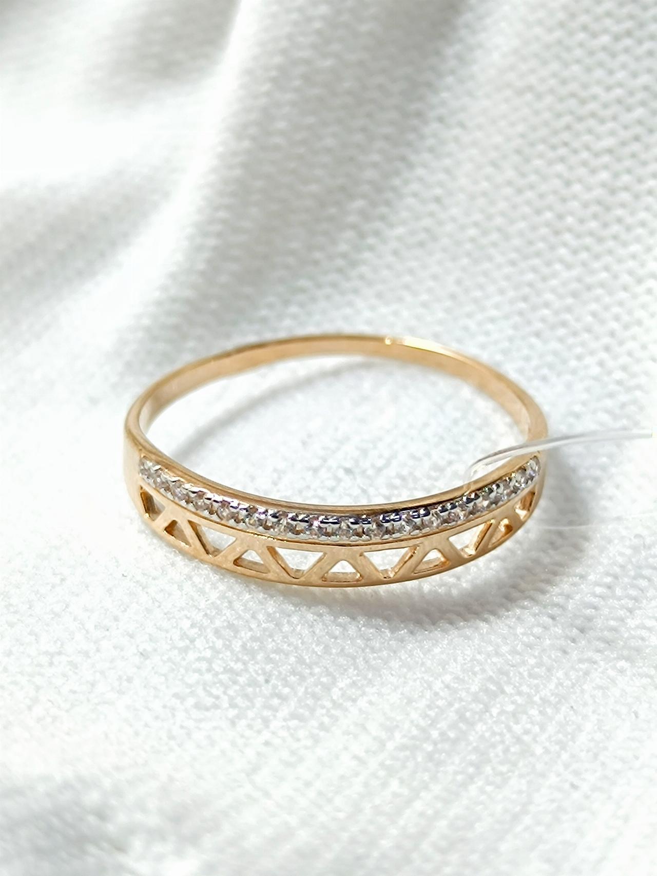 Золотое кольцо женское, вставка фианит