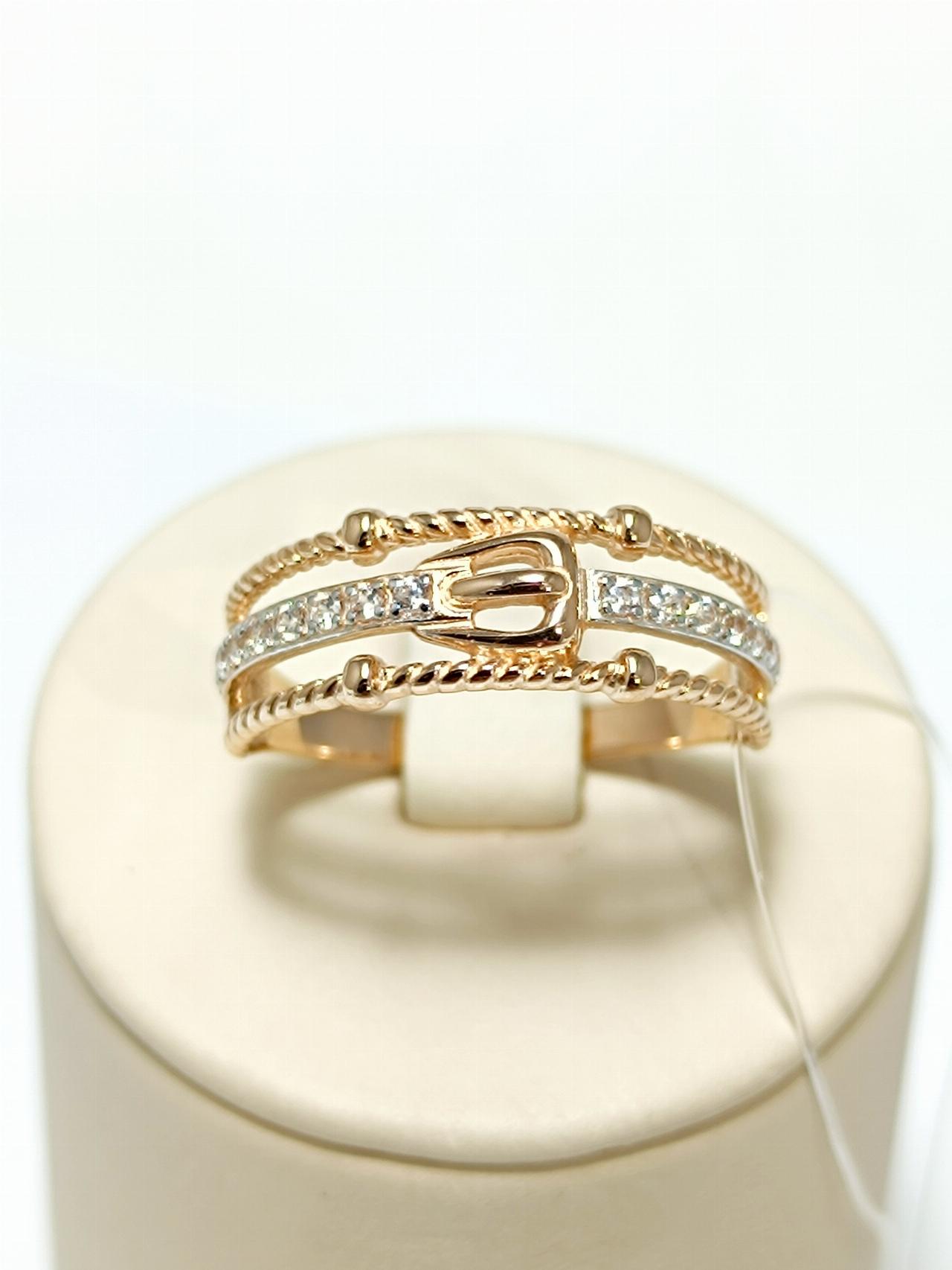 Золотое кольцо женское, вставка фианит