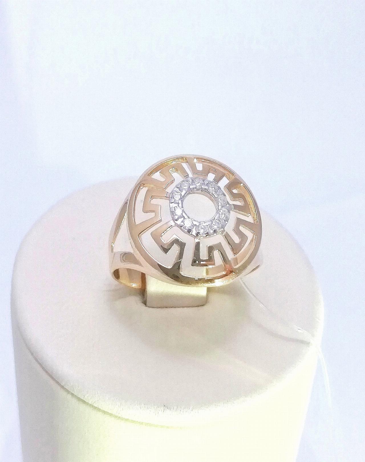 Золотое кольцо женское, вставка фианит