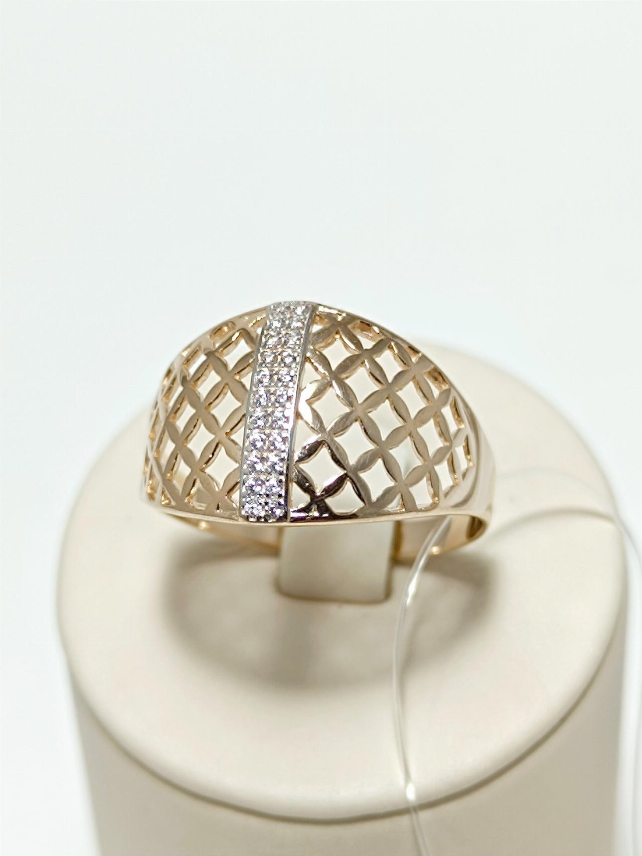 Золотое кольцо женское, вставка фианит