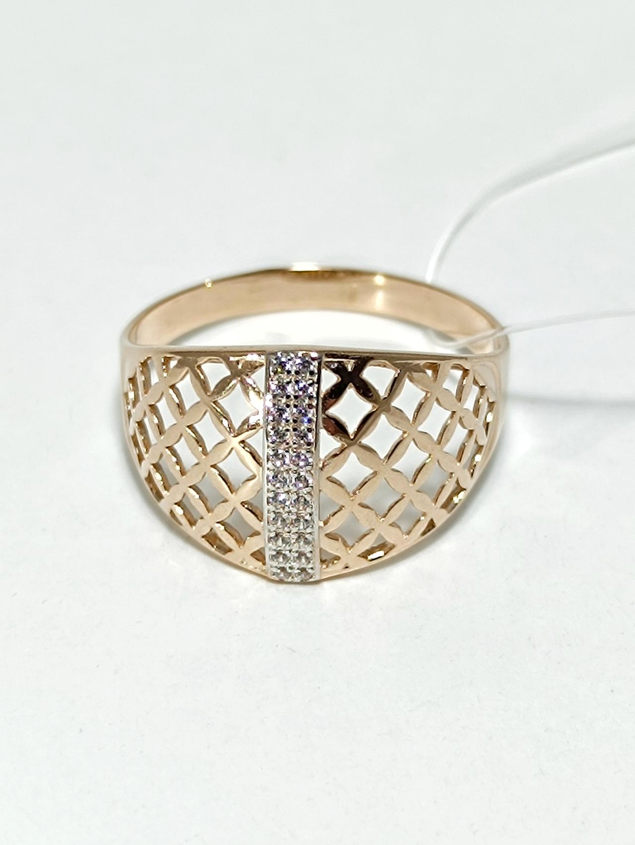 Золотое кольцо женское, вставка фианит