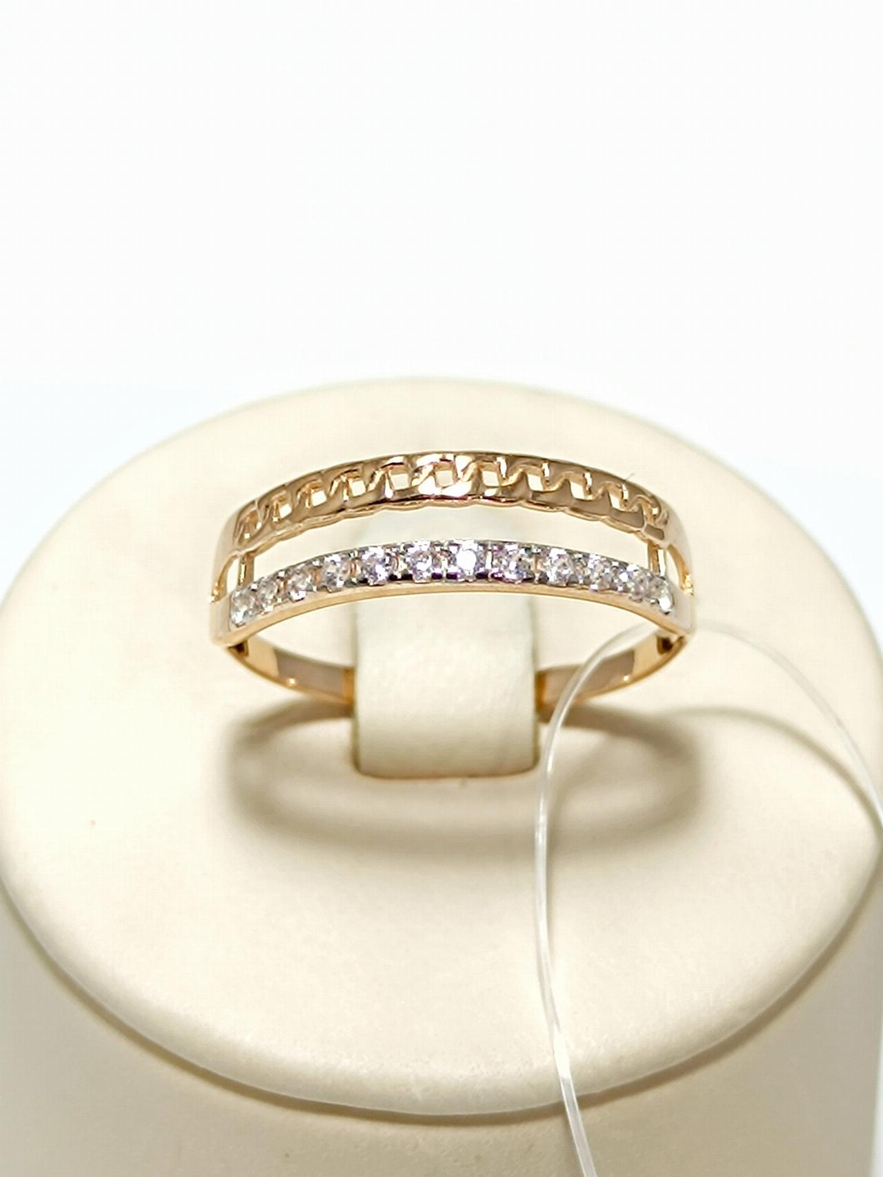 Золотое кольцо женское, вставка фианит