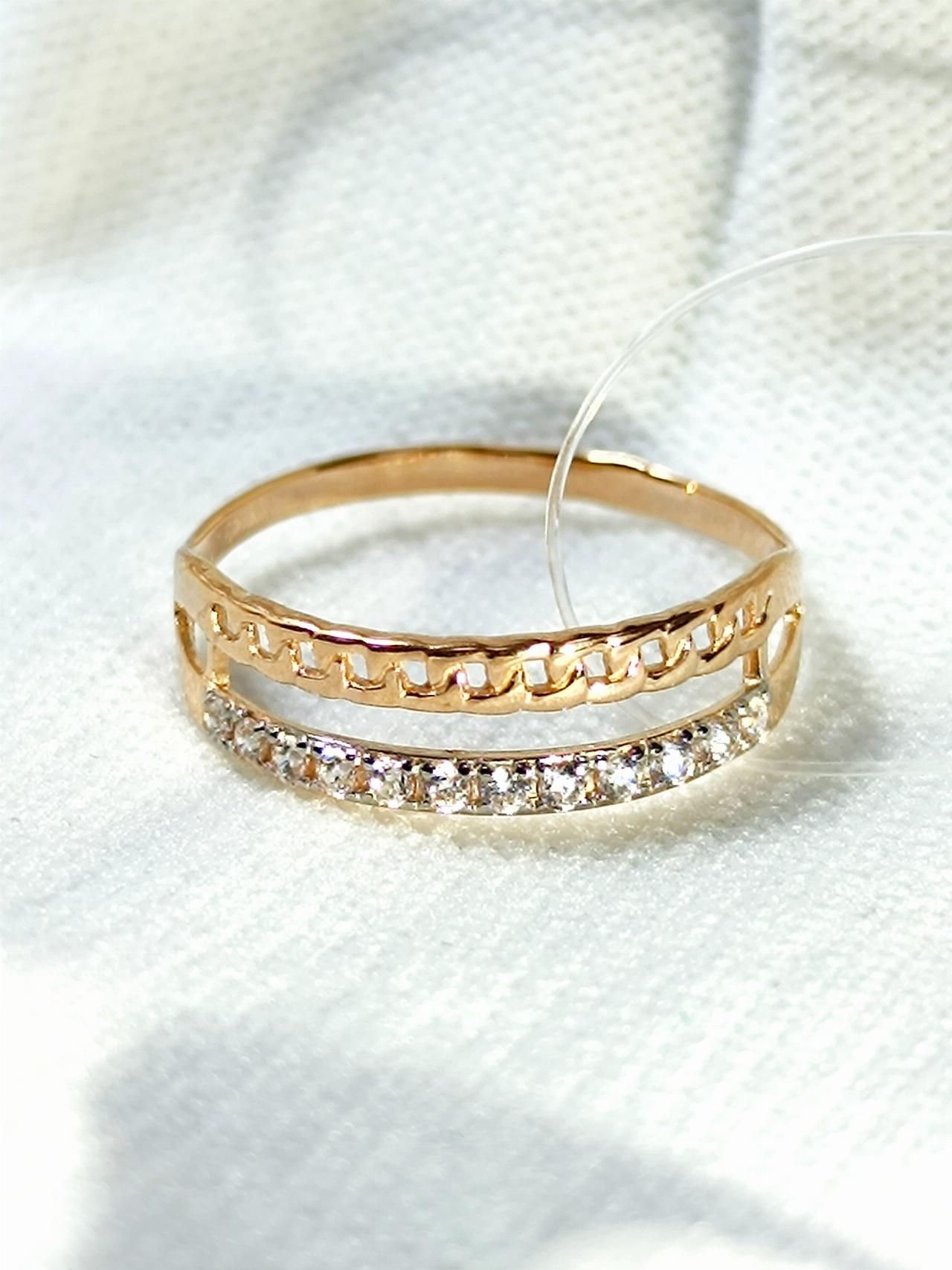 Золотое кольцо женское, вставка фианит