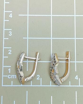 Золотые серьги, вставка фианит