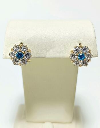 Золотые серьги женские, вставка фианит