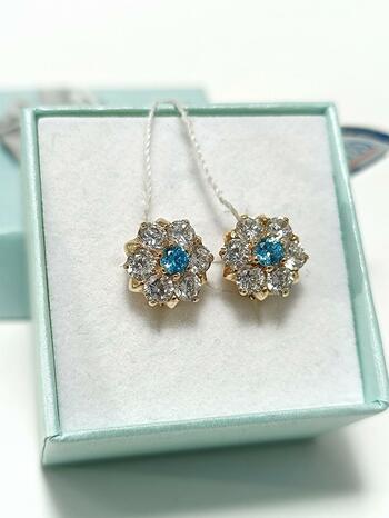 Золотые серьги женские, вставка фианит