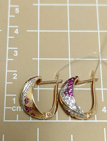 Золотые серьги женские, вставка фианит
