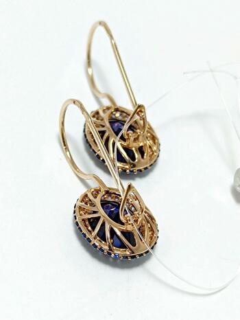 Золотые серьги женские, вставка фианит