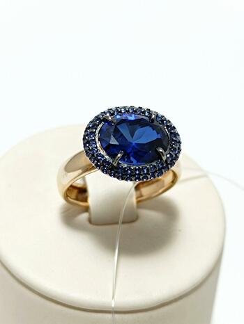 Золотое кольцо женское, вставка фианит