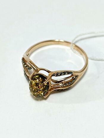 Золотое кольцо женское, вставка хризолит