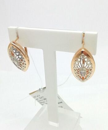 Золотые серьги, вставка фианит