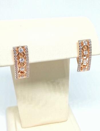 Золотые серьги, вставка фианит