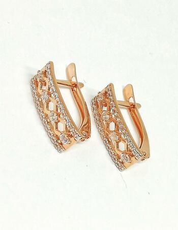 Золотые серьги, вставка фианит