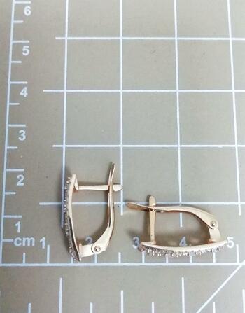 Золотые серьги, вставка фианит