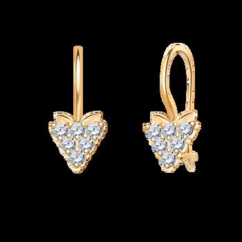 Золотые серьги, вставка фианит