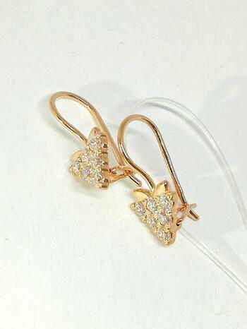 Золотые серьги, вставка фианит