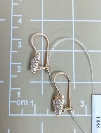 Золотые серьги, вставка фианит