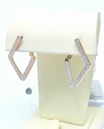 Золотые серьги, вставка фианит