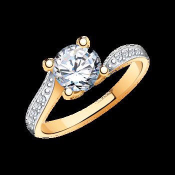 Золотое кольцо, вставка фианит