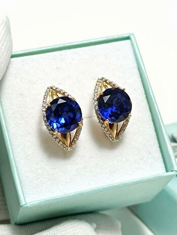 Золотые серьги женские, вставка фианит