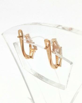 Золотые серьги, вставка фианит