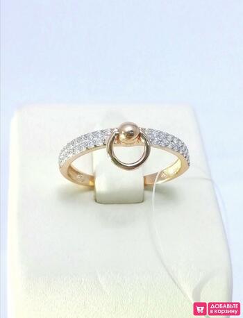 Золотое кольцо женское, вставка фианит