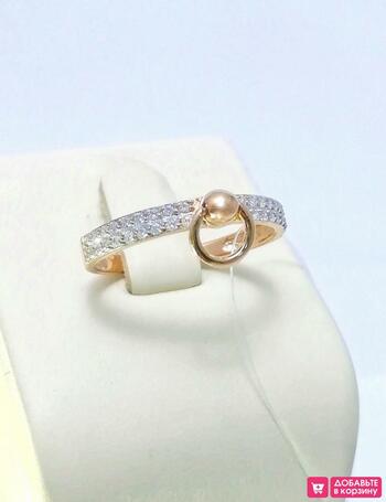 Золотое кольцо женское, вставка фианит
