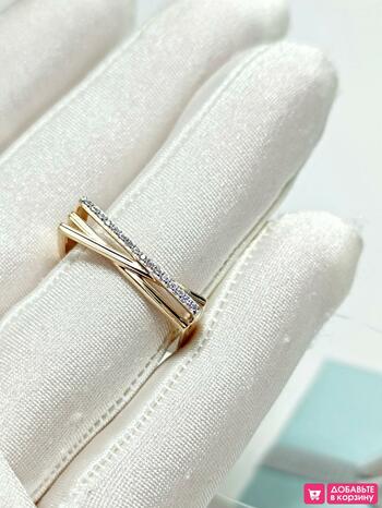 Золотое кольцо женское, вставка фианит