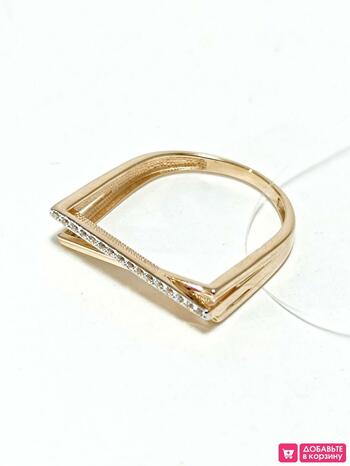 Золотое кольцо женское, вставка фианит