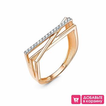 Золотое кольцо женское, вставка фианит