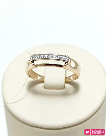 Золотое кольцо женское, вставка фианит