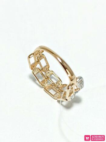 Золотое кольцо женское, вставка фианит