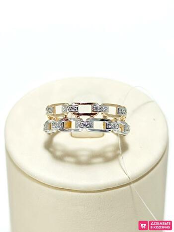 Золотое кольцо женское, вставка фианит